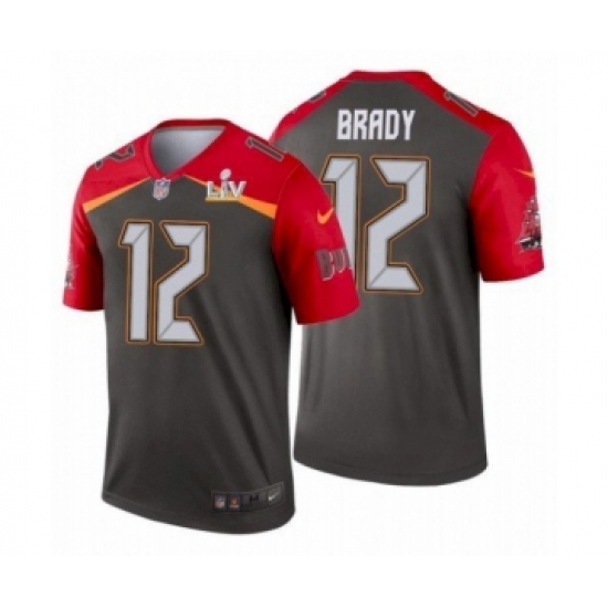 Men's Tampa Bay Buccaneers #12 Brady Inverted Gray Super Bowl LV Jersey - Ujersey