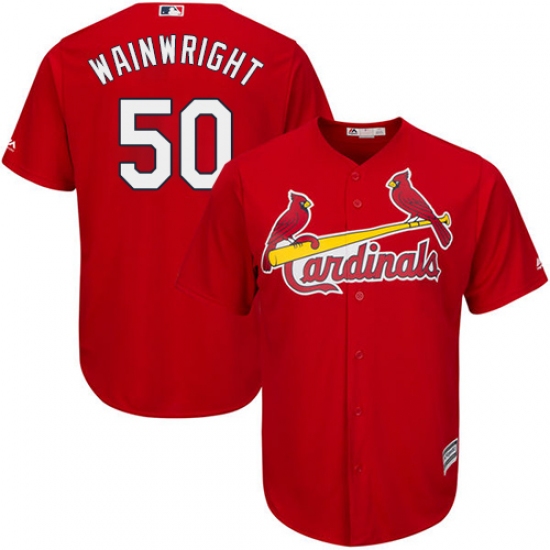 Youth Majestic St. Louis Cardinals #50 Adam Wainwright Replica Red Alternate Cool Base MLB Jersey - Ujersey