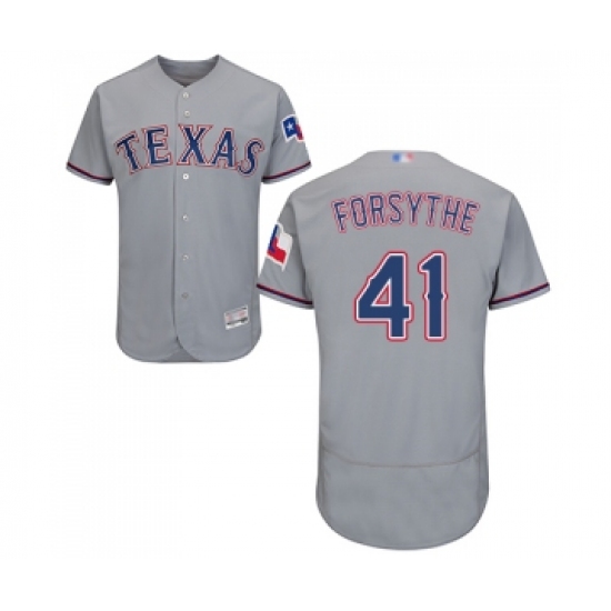 Men's Texas Rangers #41 Logan Forsythe Grey Road Flex Base Authentic Collection Baseball Jersey - Ujersey