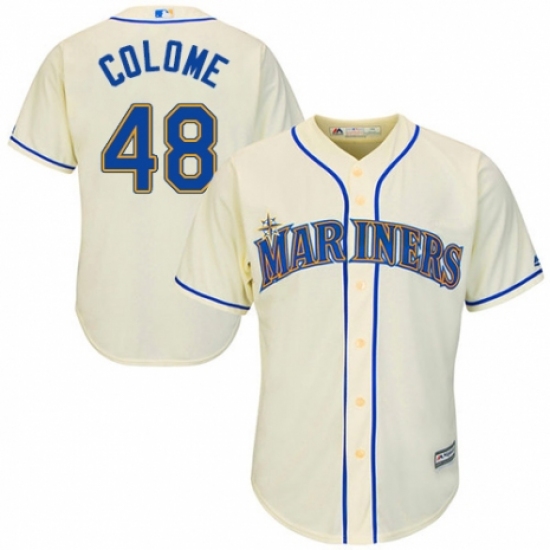 Youth Majestic Seattle Mariners #48 Alex Colome Replica Cream Alternate Cool Base MLB Jersey - Ujersey