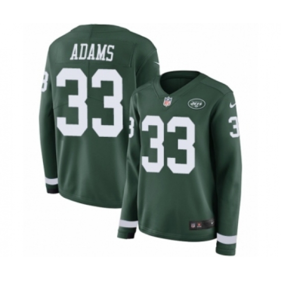 Women's Nike New York Jets #33 Jamal Adams Limited Green Therma Long Sleeve NFL Jersey - Ujersey