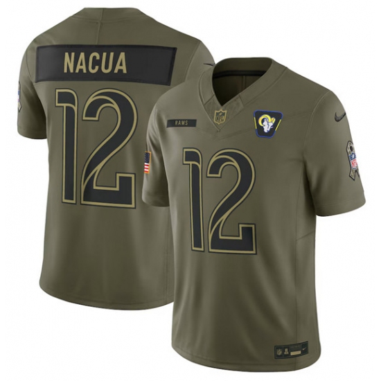 Men's Los Angeles Rams #12 Puka Nacua Olive 2025 Salute to Service Limited Football Stitched Jersey - Ujersey