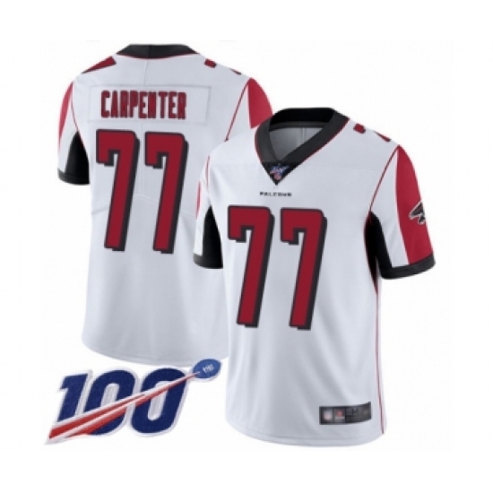 Men's Atlanta Falcons #77 James Carpenter White Vapor Untouchable Limited Player 100th Season Football Jersey - Ujersey