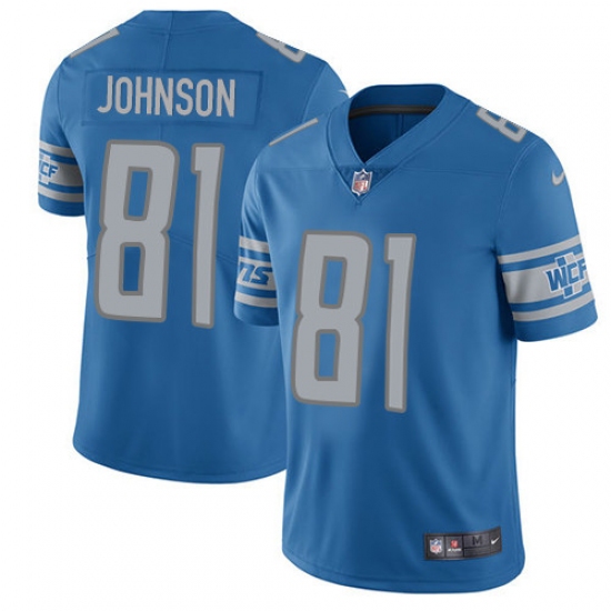 Youth Nike Detroit Lions #81 Calvin Johnson Limited Light Blue Team Color Vapor Untouchable NFL Jersey - Ujersey