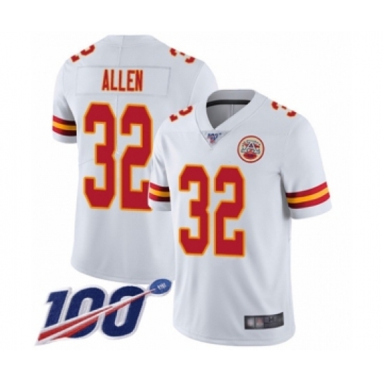 Men's Kansas City Chiefs #32 Marcus Allen White Vapor Untouchable Limited Player 100th Season Football Jersey - Ujersey