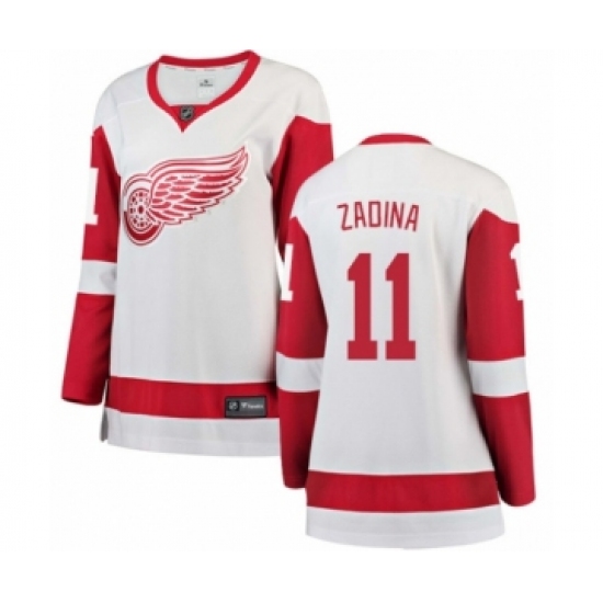 Women's Detroit Red Wings #11 Filip Zadina Authentic White Away Fanatics Branded Breakaway NHL Jersey - Ujersey