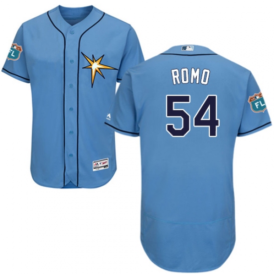 Men's Majestic Tampa Bay Rays #54 Sergio Romo Light Blue Flexbase Authentic Collection MLB Jersey - Ujersey