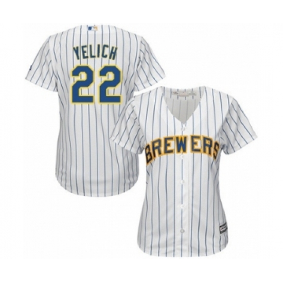 Women's Milwaukee Brewers #22 Christian Yelich Authentic White Alternate Cool Base Baseball Player Jersey - Ujersey