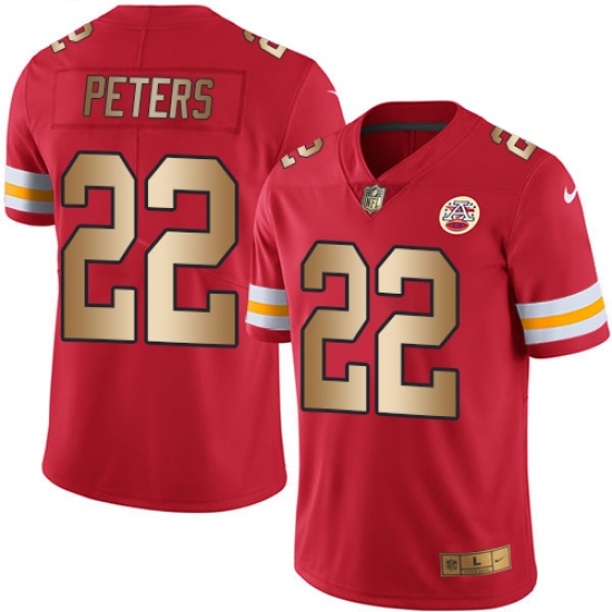 Men's Nike Kansas City Chiefs #22 Marcus Peters Limited Red/Gold Rush NFL Jersey - Ujersey
