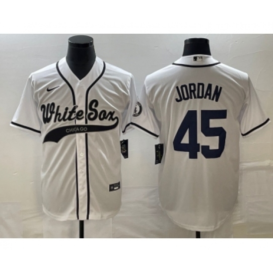 Men's Chicago White Sox #45 Michael Jordan White Cool Base Stitched Baseball Jersey1 - Ujersey