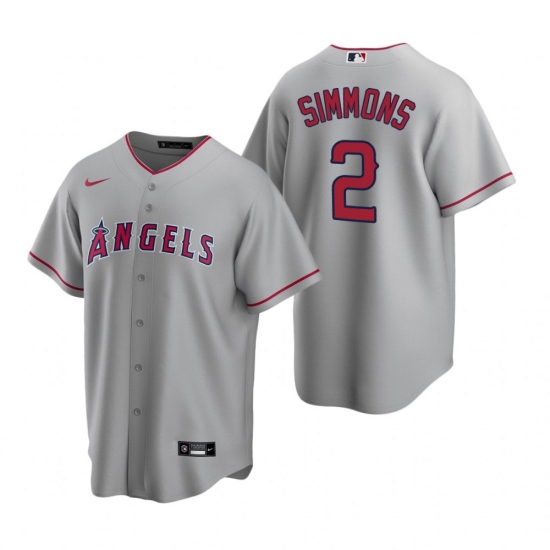 Men's Nike Los Angeles Angels #2 Andrelton Simmons Gray Road Stitched Baseball Jersey - Ujersey