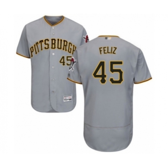 Men's Pittsburgh Pirates #45 Michael Feliz Grey Road Flex Base Authentic Collection Baseball Player Jersey - Ujersey