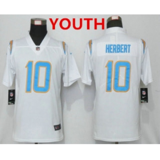 Youth Los Angeles Chargers #10 Justin Herbert White 2020 NEW Vapor Untouchable Stitched NFL Nike Limited Jersey - Ujersey