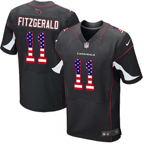Men's Nike Arizona Cardinals #11 Larry Fitzgerald Elite Black Alternate USA Flag Fashion NFL Jersey - ujerseystore