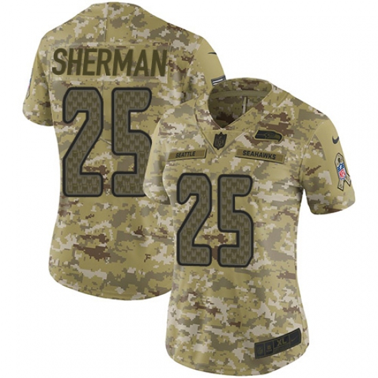 Women's Nike Seattle Seahawks #25 Richard Sherman Limited Camo 2018 Salute to Service NFL Jersey - Ujersey