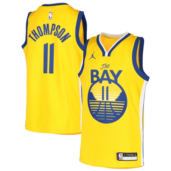Youth Golden State Warriors #11 Klay Thompson Jordan Brand Gold 2020-21 Swingman Player Jersey