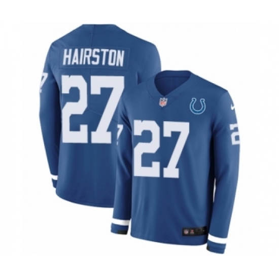Youth Nike Indianapolis Colts #27 Nate Hairston Limited Blue Therma Long Sleeve NFL Jersey - Ujersey