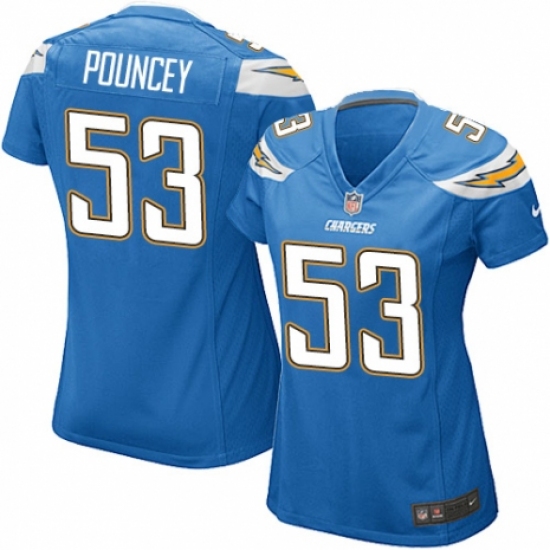 Women's Nike Los Angeles Chargers #53 Mike Pouncey Game Electric Blue Alternate NFL Jersey - Ujersey