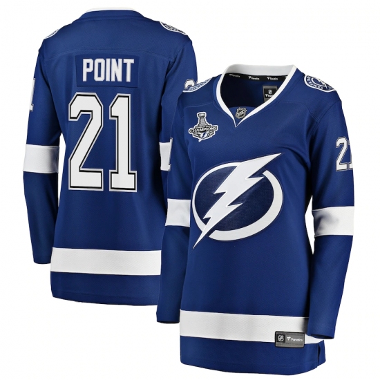 Women's Tampa Bay Lightning #21 Brayden Point Fanatics Branded Blue Home 2020 Stanley Cup Champions Breakaway Jersey
