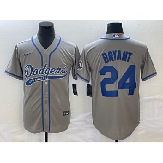 Men's Los Angeles Dodgers #24 Kobe Bryant Grey Cool Base Stitched Baseball Jersey1 - Ujersey