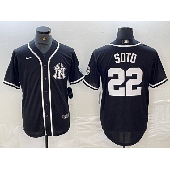 Men's New York Yankees #22 Juan Soto Black White Cool Base Stitched Jersey - Ujersey