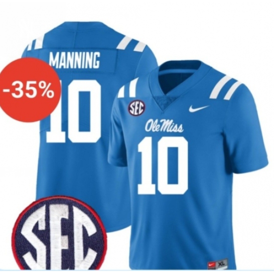 Men's Ole Miss Rebels #10 Eli Manning Blue F.U.S.E. Stitched Jersey - Ujersey