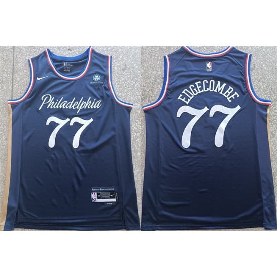 Men's Philadelphia 76ers #77 V. J. Edgecombe Navy 2025-26 City Edition Stitched Jersey - Ujersey