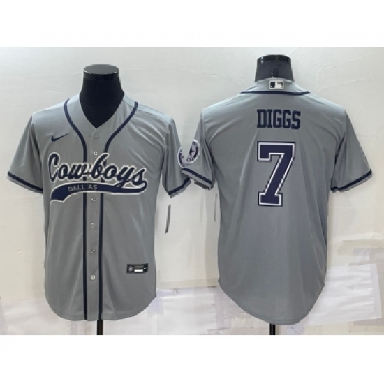 Men's Dallas Cowboys #7 Trevon Diggs Grey Stitched Cool Base Nike Baseball Jersey