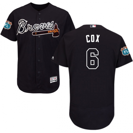 Men's Majestic Atlanta Braves #6 Bobby Cox Navy Blue Alternate Flex Base Authentic Collection MLB Jersey - Ujersey