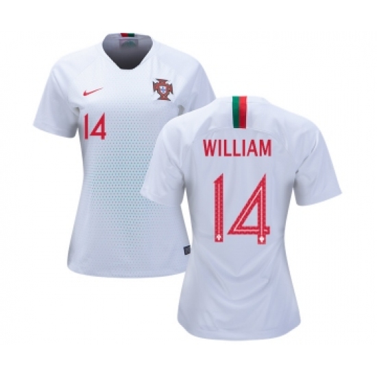Women's Portugal #14 William Away Soccer Country Jersey