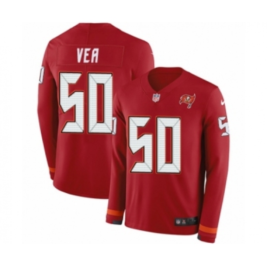 Men's Nike Tampa Bay Buccaneers #50 Vita Vea Limited Red Therma Long Sleeve NFL Jersey - Ujersey