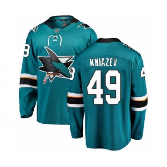 Men's San Jose Sharks #49 Artemi Kniazev Fanatics Branded Teal Green Home Breakaway Hockey Jersey - Ujersey