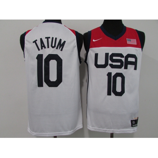 Men's Boston Celtics #10 Jayson Tatum USA Basketball Tokyo Olympics 2021 White Jersey - Ujersey
