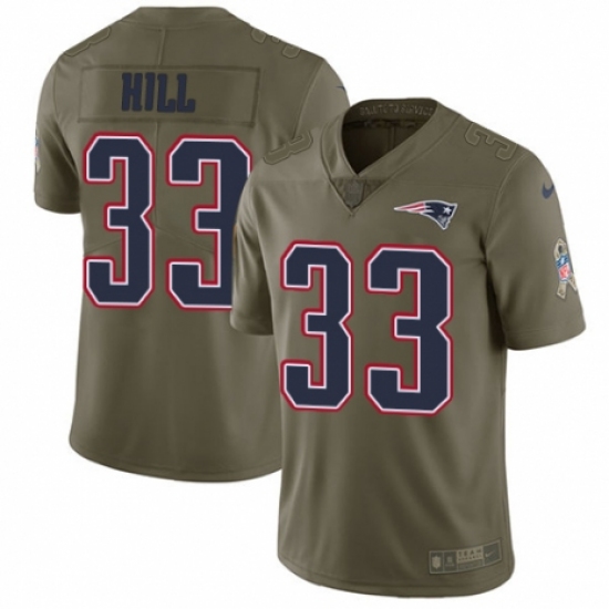 Youth Nike New England Patriots #33 Jeremy Hill Limited Olive 2017 Salute to Service NFL Jersey - Ujersey