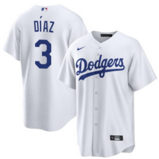 Men's Los Angeles Dodgers #3 Edwin Díaz White Cool Base Stitched Baseball Jersey - Ujersey