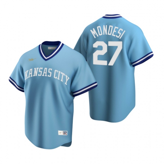 Men's Nike Kansas City Royals #27 Adalberto Mondesi Light Blue Cooperstown Collection Road Stitched Baseball Jersey - Ujersey