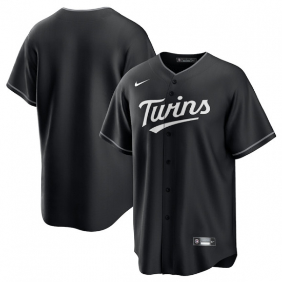 Men's Minnesota Twins Blank Black Lights Out Limited Stitched Baseball Jersey - Ujersey