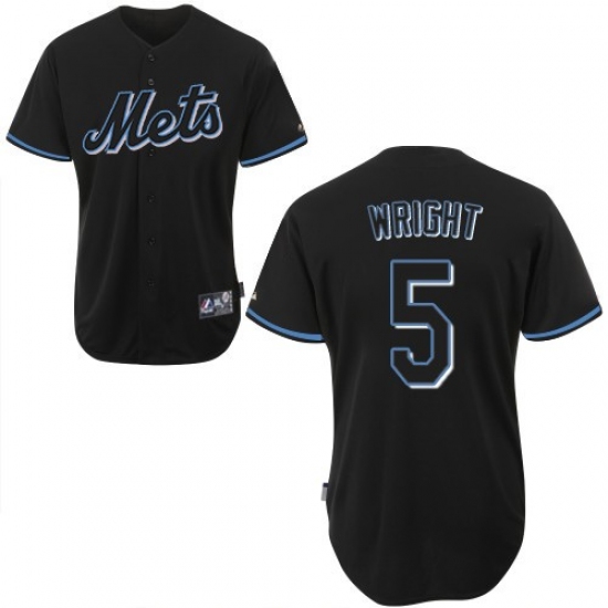 Men's Majestic New York Mets #5 David Wright Replica Black Fashion MLB Jersey - Ujersey