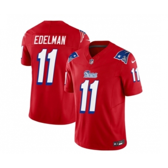 Men's Nike New England Patriots #11 Julian Edelman Red 2023 F.U.S.E. Vapor Limited Football Stitched Jersey