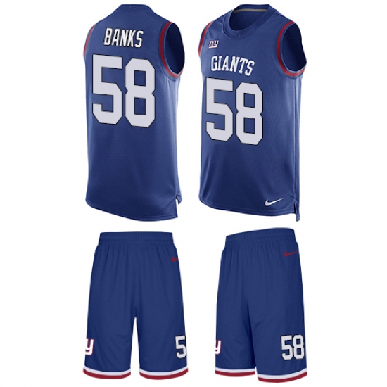 Men's Nike New York Giants #58 Carl Banks Limited Royal Blue Tank Top Suit NFL Jersey - Ujersey