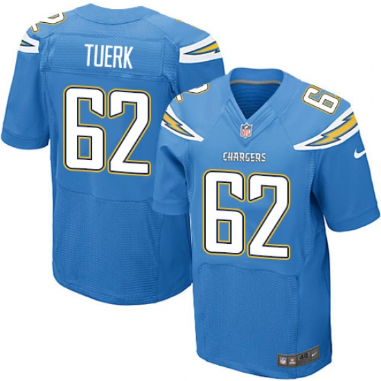 Men's Nike Los Angeles Chargers #62 Max Tuerk Elite Electric Blue Alternate NFL Jersey - Ujersey