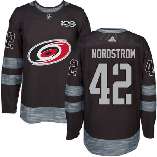 Men's Adidas Carolina Hurricanes #42 Joakim Nordstrom Premier Black 1917-2017 100th Anniversary NHL Jersey - Ujersey