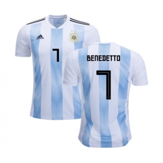 Argentina #7 Benedetto Home Kid Soccer Country Jersey