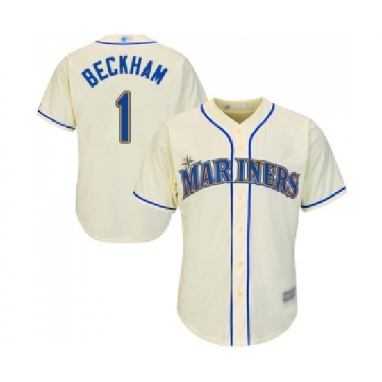 Men's Seattle Mariners #1 Tim Beckham Replica Cream Alternate Cool Base Baseball Jersey - Ujersey