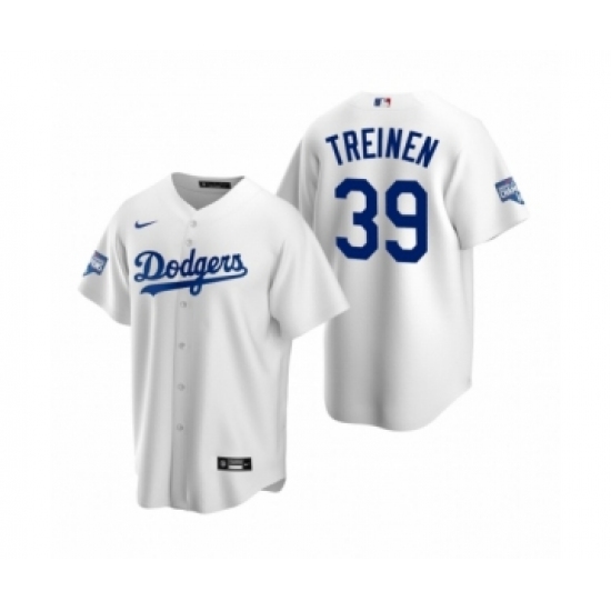 Men's Los Angeles Dodgers #39 Blake Treinen White 2020 World Series Champions Replica Jersey - Ujersey
