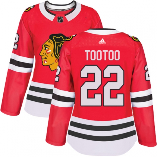 Women's Adidas Chicago Blackhawks #22 Jordin Tootoo Authentic Red Home NHL Jersey - Ujersey