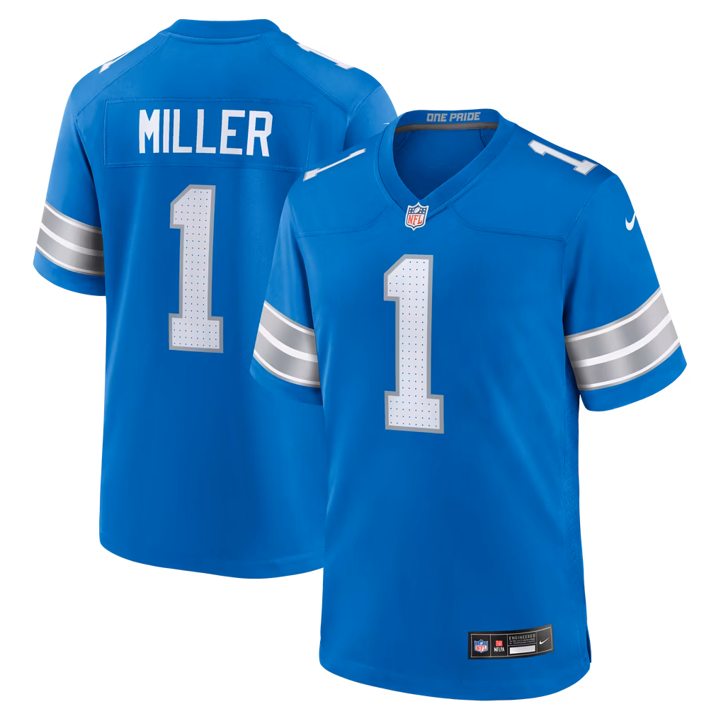 Men's Detroit Lions Blake Miller Nike Blue Team Game Jersey - U-jersey