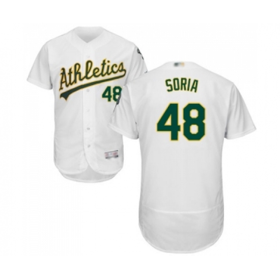 Men's Oakland Athletics #48 Joakim Soria White Home Flex Base Authentic Collection Baseball Jersey - Ujersey
