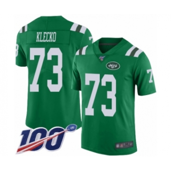 Men's New York Jets #73 Joe Klecko Limited Green Rush Vapor Untouchable 100th Season Football Jersey - Ujersey