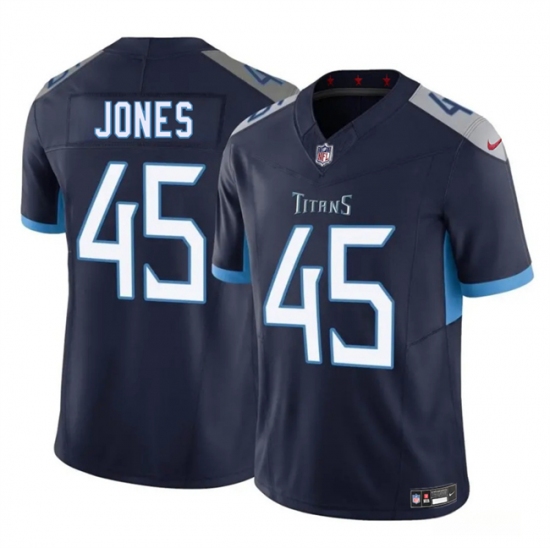 Men's Tennessee Titans #45 Dre'Mont Jones Navy 2025 F.U.S.E. Vapor Limited Football Stitched Jersey - Ujersey